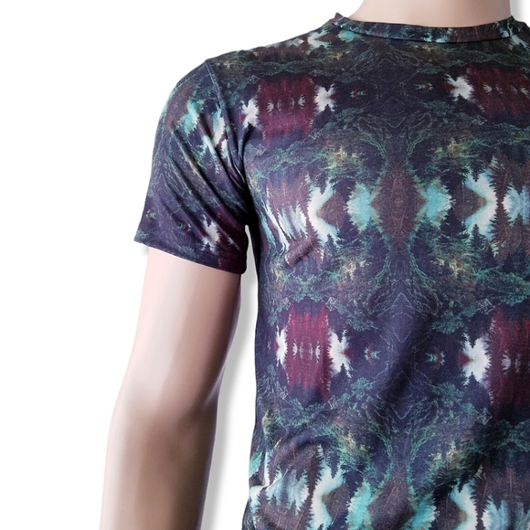 Culture Green/Brown Forest, Tree, Nature Trippy Print T-Shirt - Picture 2 of 8